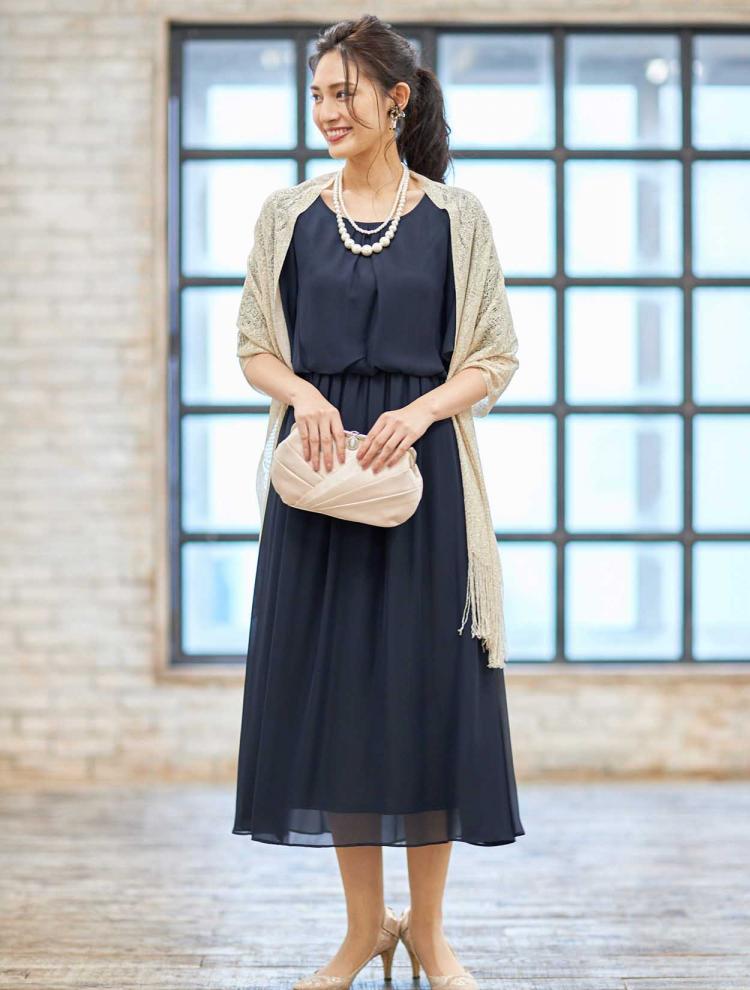 【M/L】スリットスリーブレース付きロングドレス(SET0759)