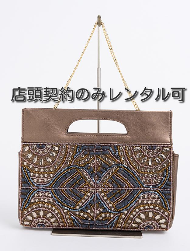 ビーズ刺繍バッグ（ブラウン）