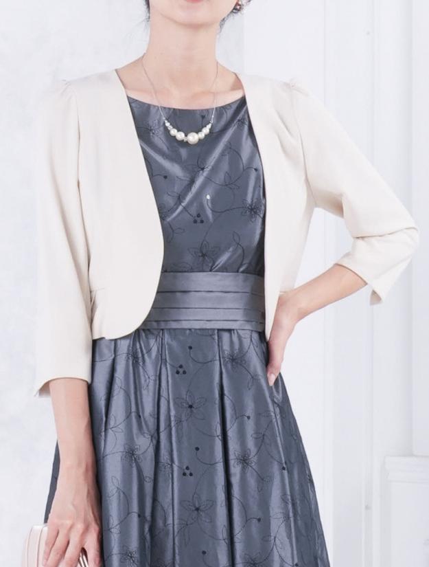 【LL/3L/5L】ペプラムジャケット（ベージュ）