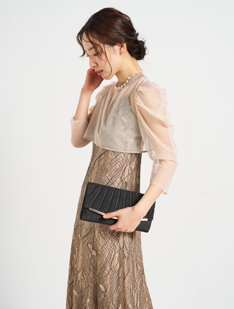シアーボレロ付き2wayドレス(ベージュ)