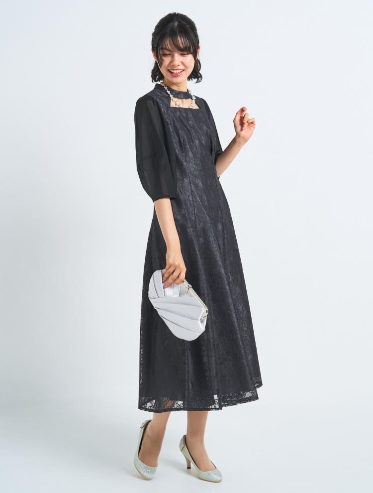 【3点セット】【M/L】総レースタックドレス（Cグレー）SET3568