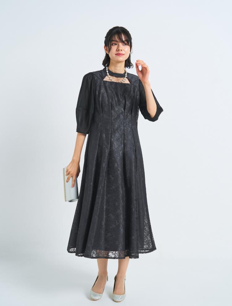 【3点セット】【M/L】総レースタックドレス（Cグレー）SET3569