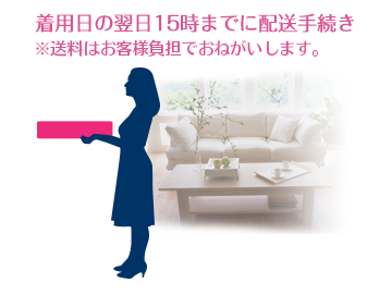 着用日の翌日15時までに配送手続き